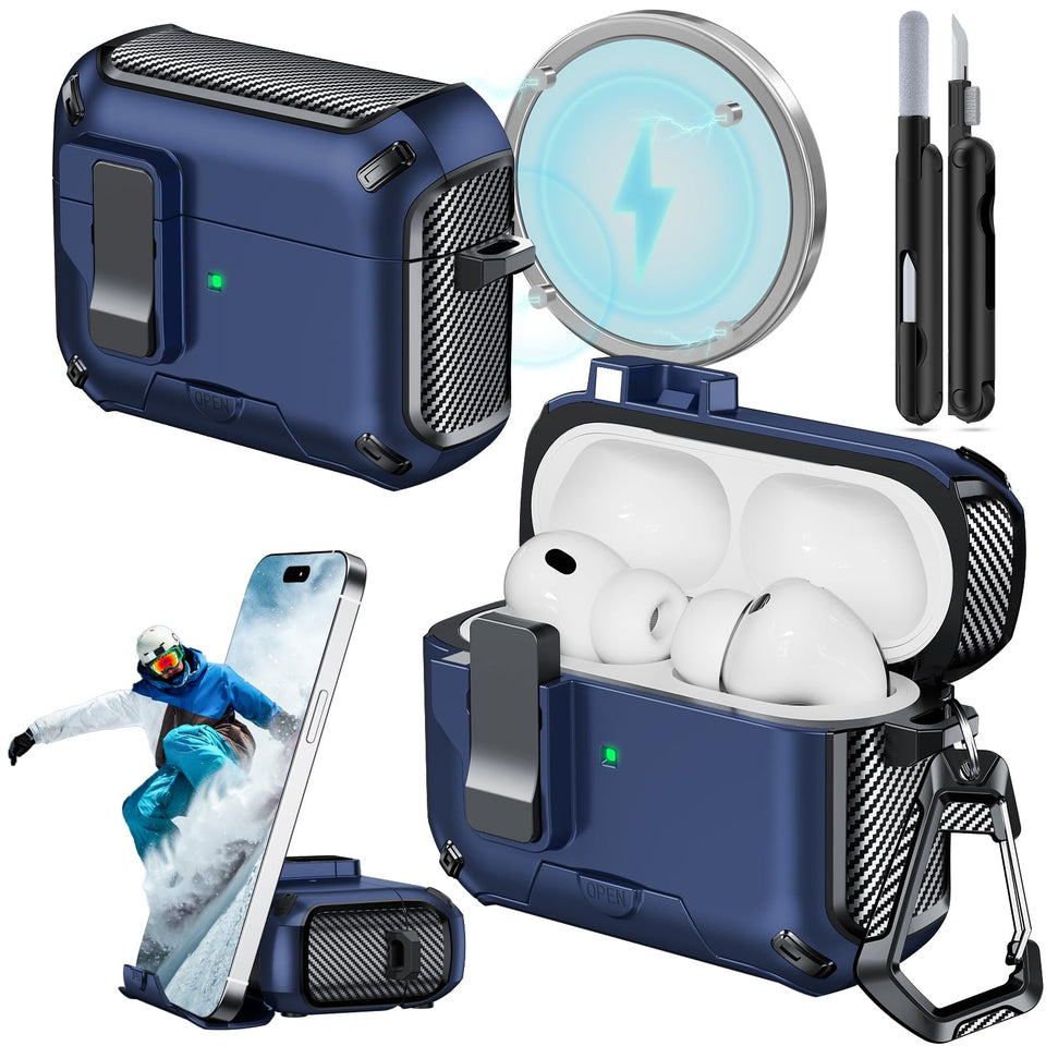 JOREMX AirPods Pro 3 case with carbon fiber design protects on the go.