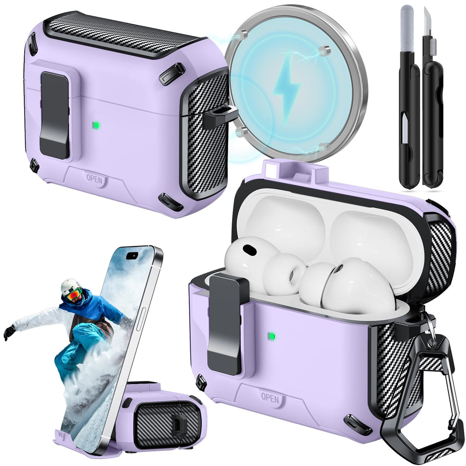JOREMX AirPods Pro 3 case front view with secure lock protection.