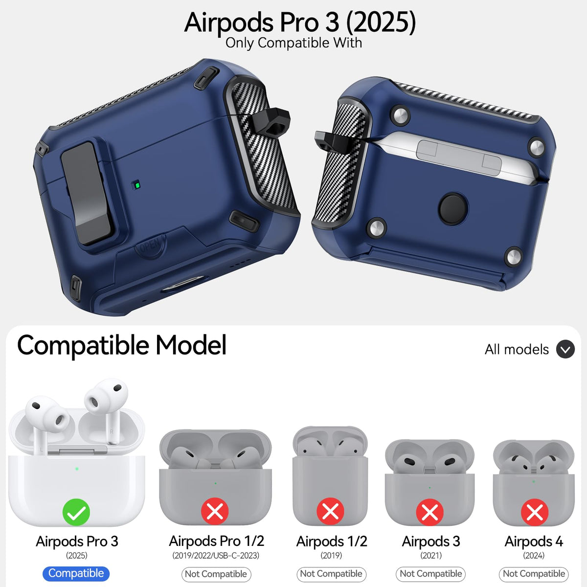 JOREMX AirPods Pro 3 case with built-in phone stand enables hands-free viewing.
