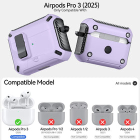 JOREMX AirPods Pro 3 case side view with built-in phone stand for hands-free use.