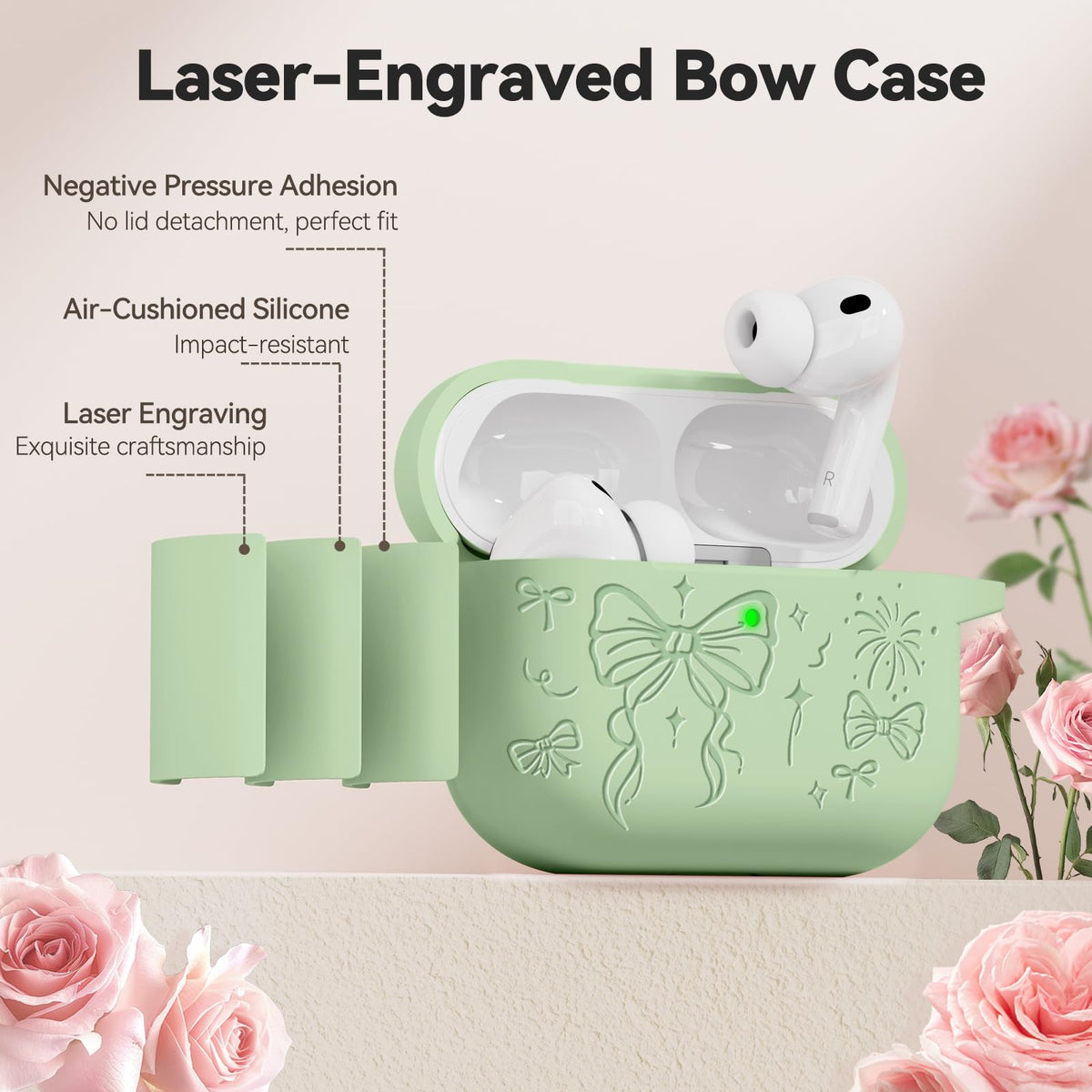 Joremx AirPods Pro 3 case supports wireless charging with LED visibility.