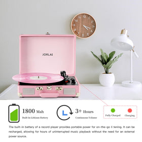 JORLAI open player with vinyl spinning, showcasing playback in action and nostalgic charm