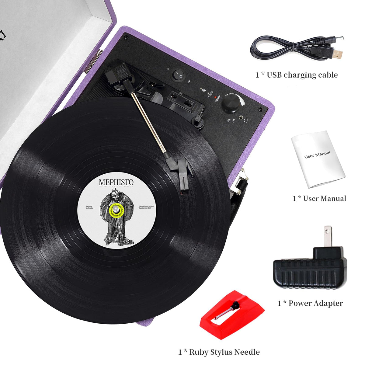 JORLAI next to a vinyl record showing scale and record compatibility