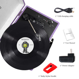 JORLAI next to a vinyl record showing scale and record compatibility
