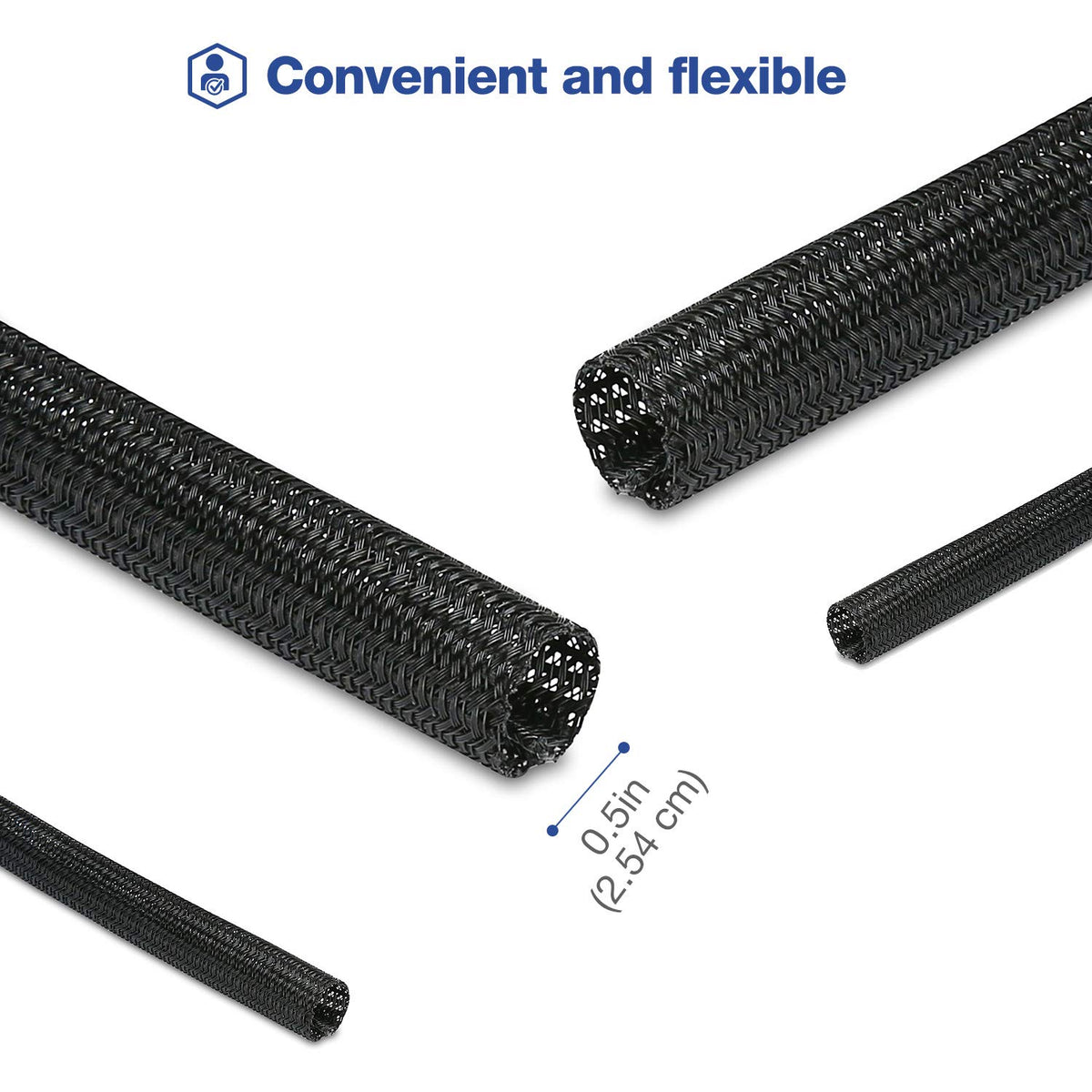 JOTO flexible 26 ft sleeve offers quick cable management.