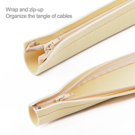 JOTO cable sleeve wrapped around TV cables for a clean entertainment area.