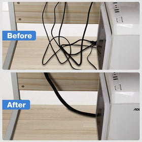 JOTO cable management wrap used under a desk for neat cables.