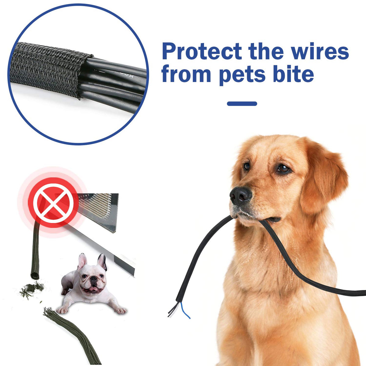 JOTO split-design cable wrap provides easy access to wires.
