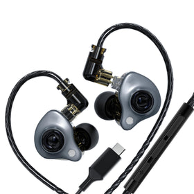 JotVira in-ear monitor with mic for clear voice pickup in calls.