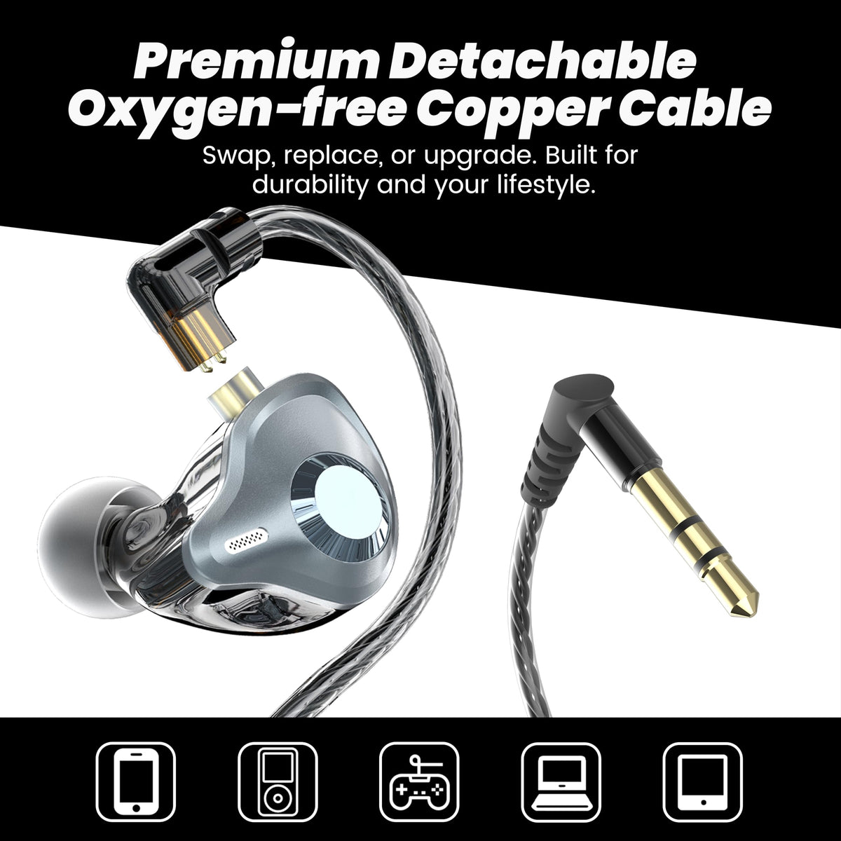 JotVira IEM wrap-around ergonomic fit for comfortable all-day wear