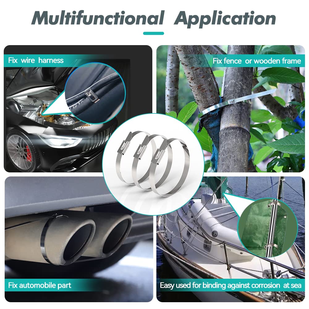 JOUGU marine-grade 8in zip ties pack for durable ship and vehicle bindings.