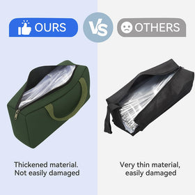 JOUGU heavy-duty organizer bag open and loaded to carry tools and metal ties securely