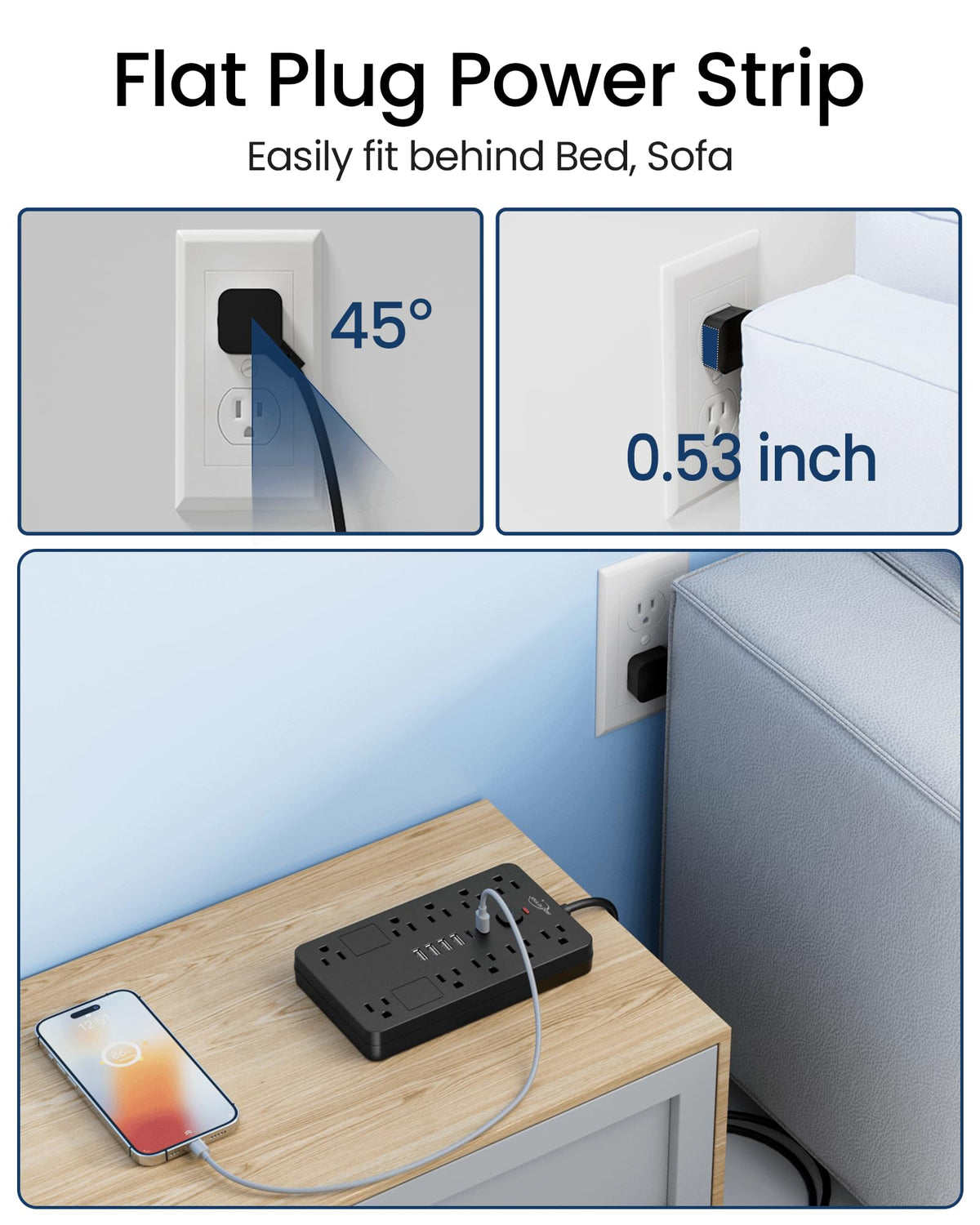JouleLoom 10ft cord extended across desk for flexible device placement