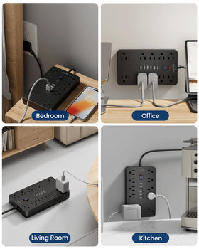 JouleLoom powering laptop, phone, lamp and router to simplify workspace