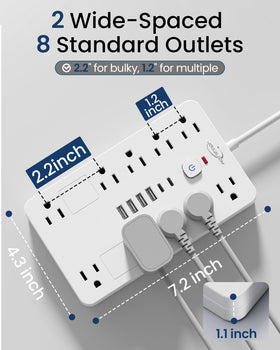 JouleLoom flat plug angled against wall to save space and reduce blockage