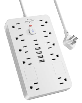 JouleLoom front view showing all outlets and USB ports for organized charging