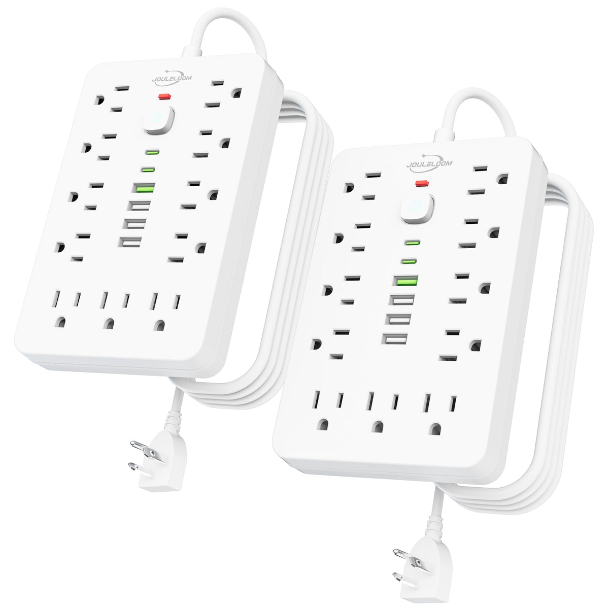 JouleLoom front view showing 11 AC outlets and layout for many adapters
