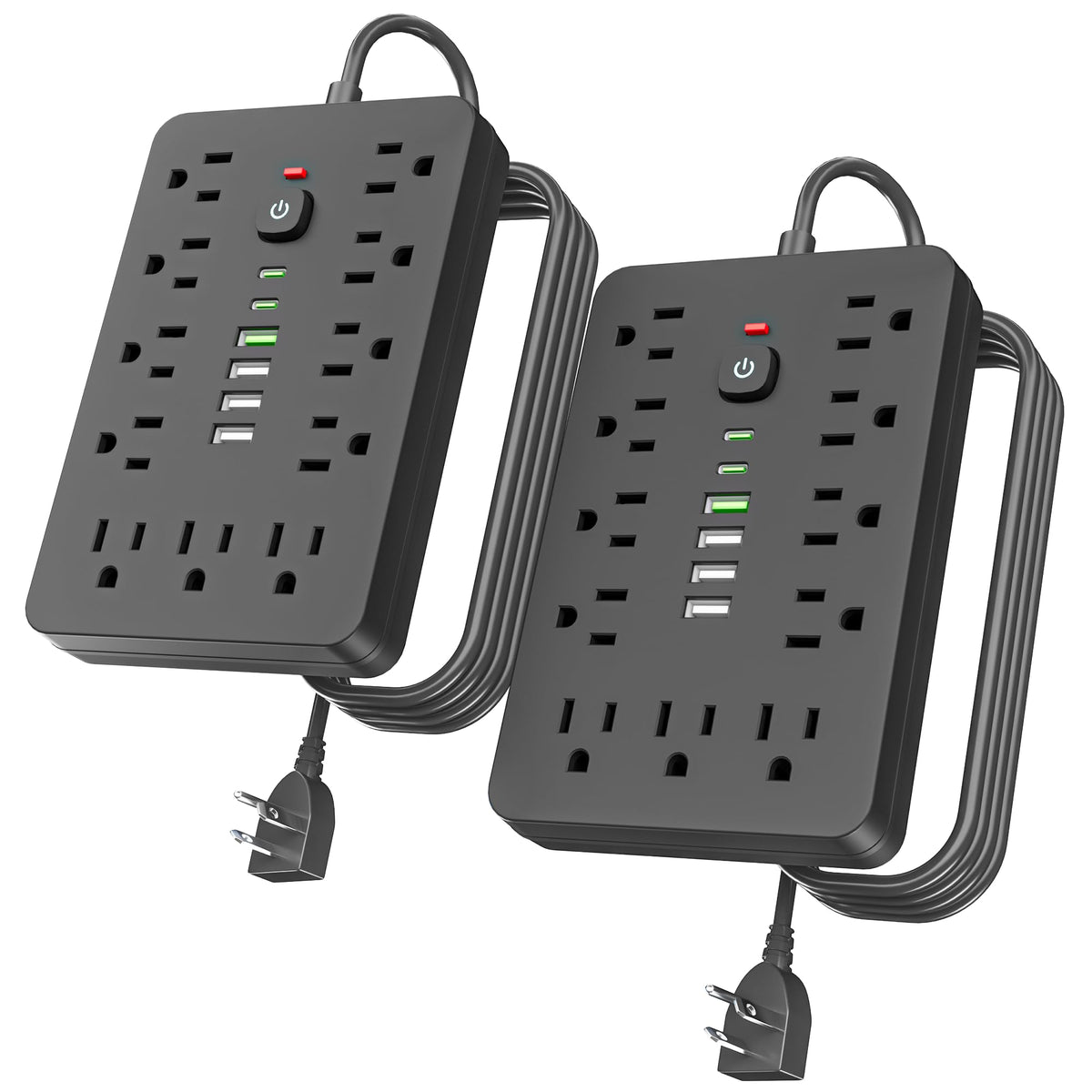 JouleLoom front view showing 11 outlets and USB ports for organized power