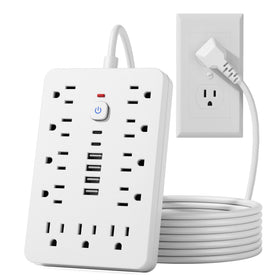 JouleLoom power strip front view showing outlets and USB ports for versatile charging