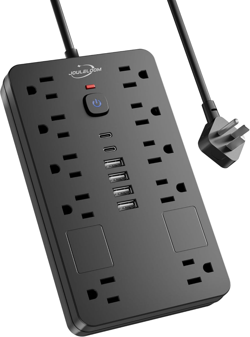 JouleLoom front view showing ten outlets and six USB ports for versatile charging