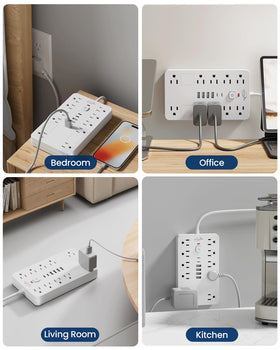 JouleLoom powering laptop and phone in a home desk setup for tidy charging
