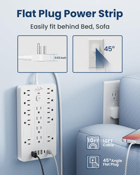JouleLoom wide spaced outlet demonstrating compatibility with large adapters