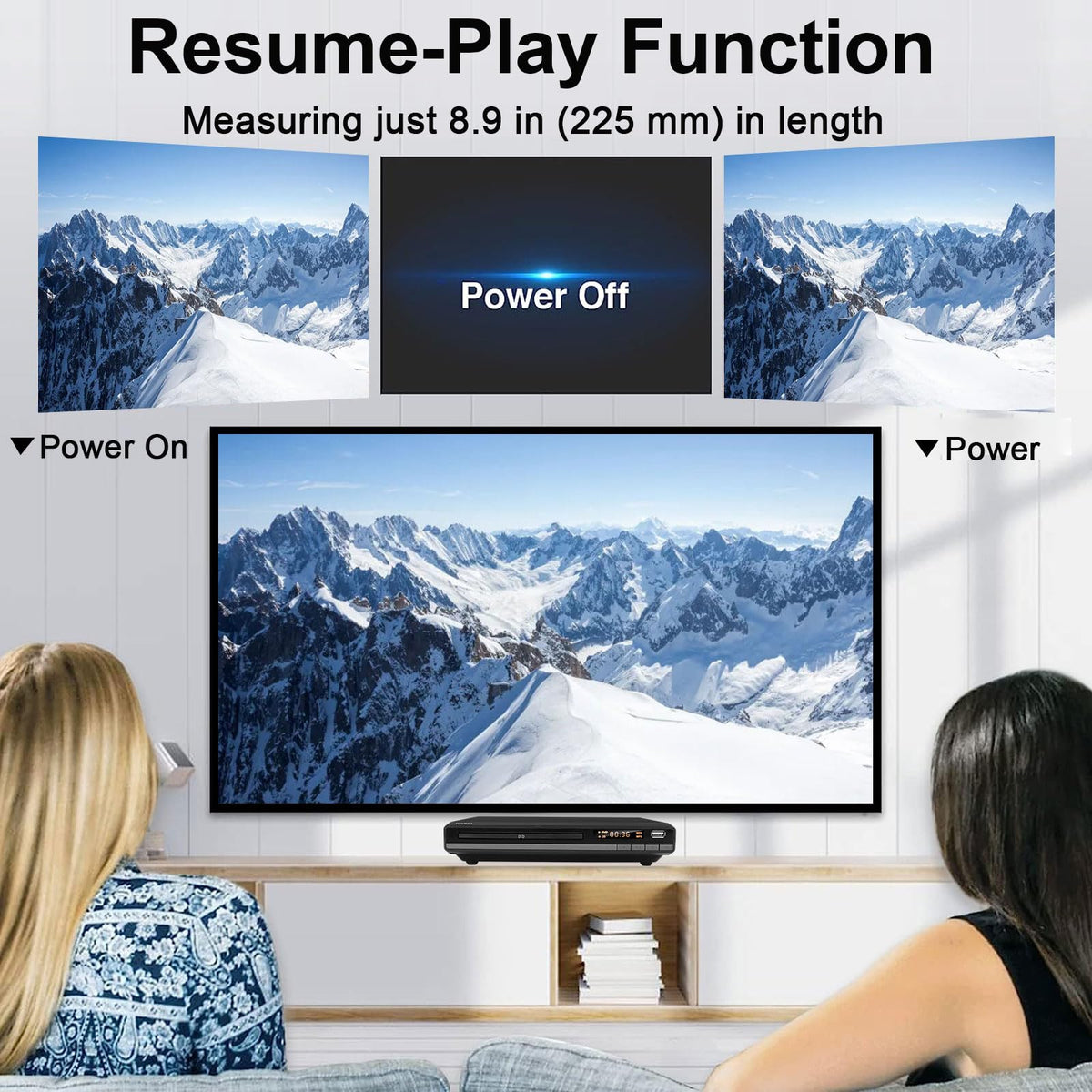 JOVELL player in a living room setup enhancing movies on a modern TV
