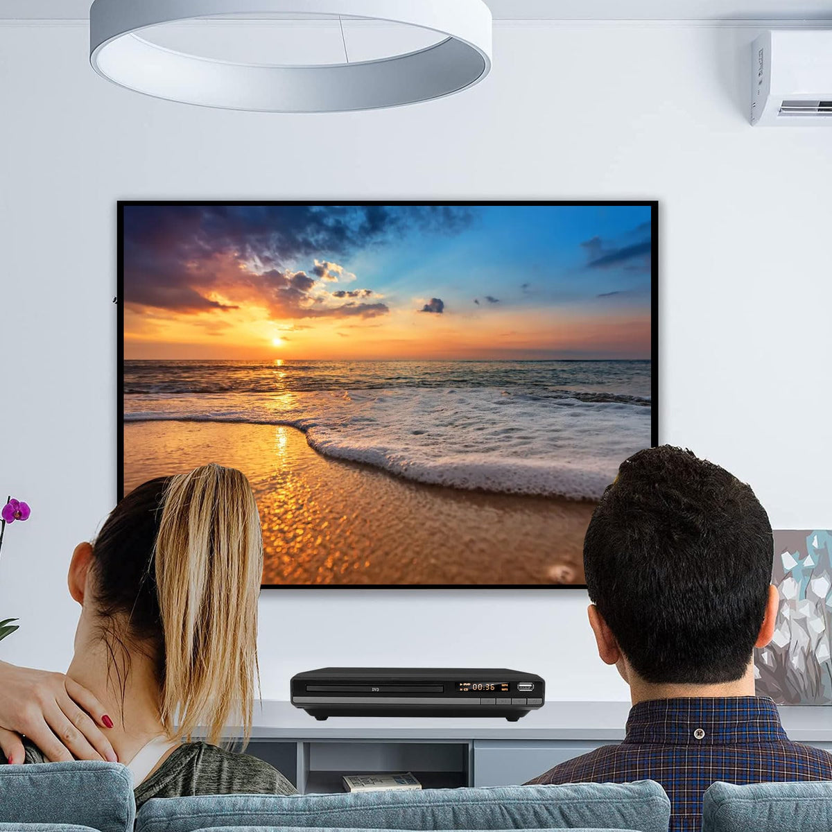 JOVELL remote close-up focusing on playback buttons for easy control