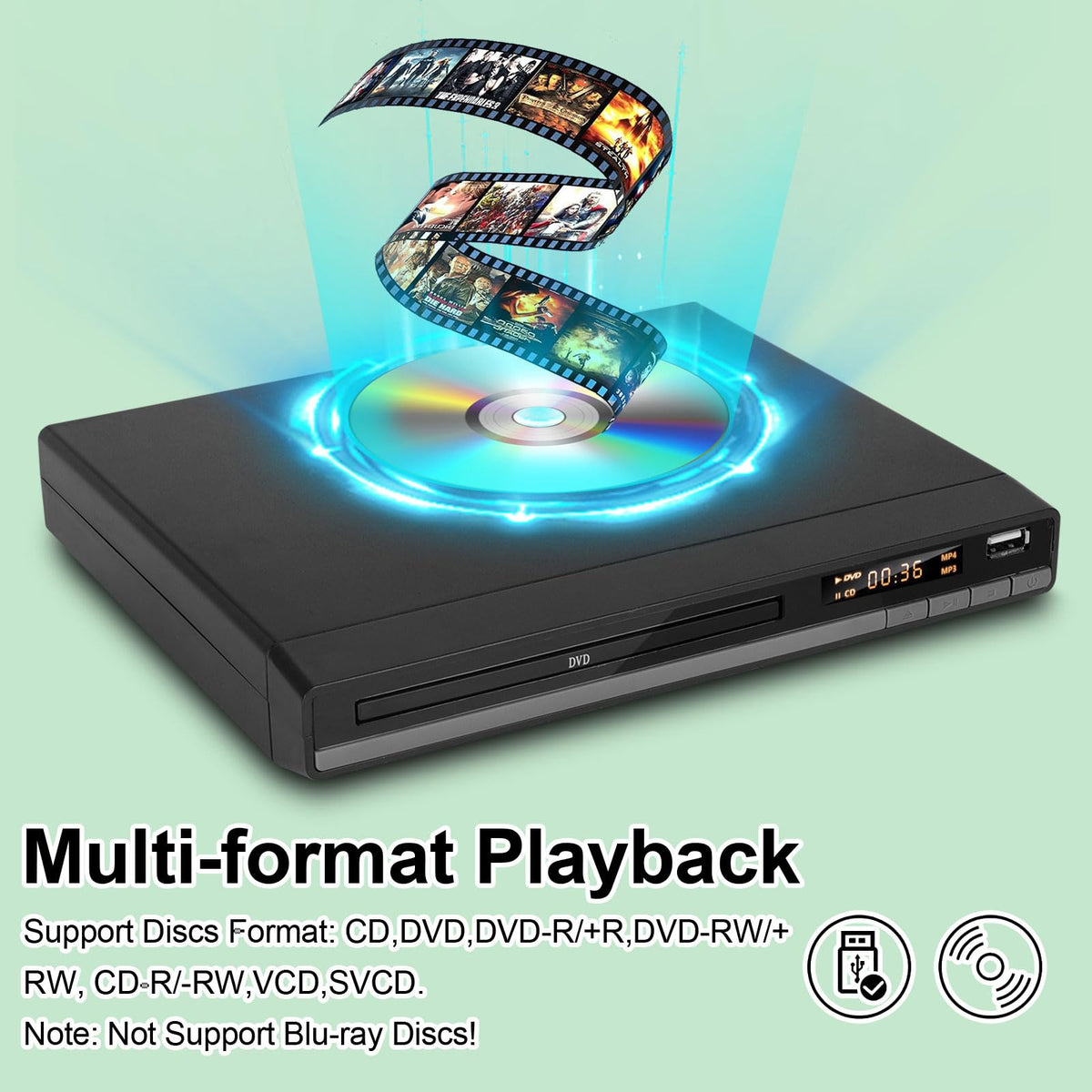 JOVELL remote control in hand offering quick navigation and playback control