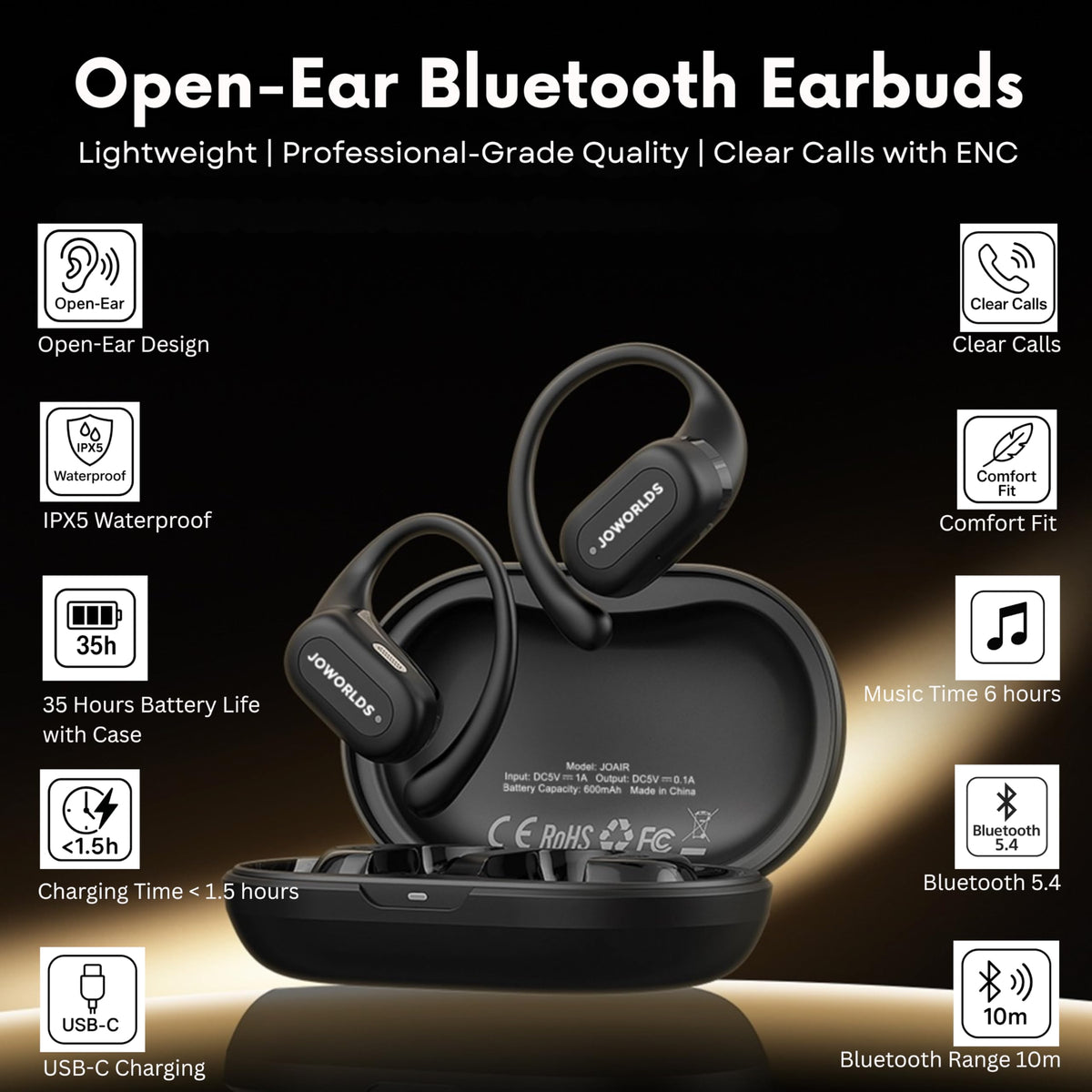 JOWORLDS side profile highlighting over-ear fit for secure comfort