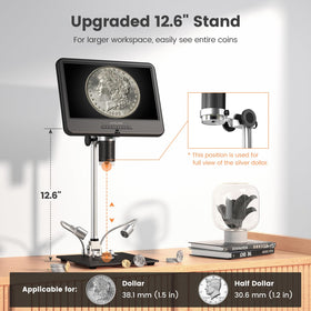 JOYALENS JL210 full-view coin microscope captures large coin details clearly.