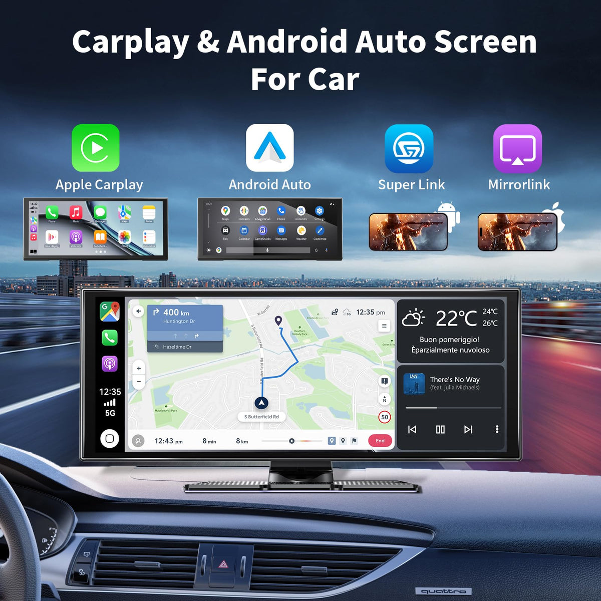 JoycePure carplay screen wireless Android Auto connection simplifies smartphone use.