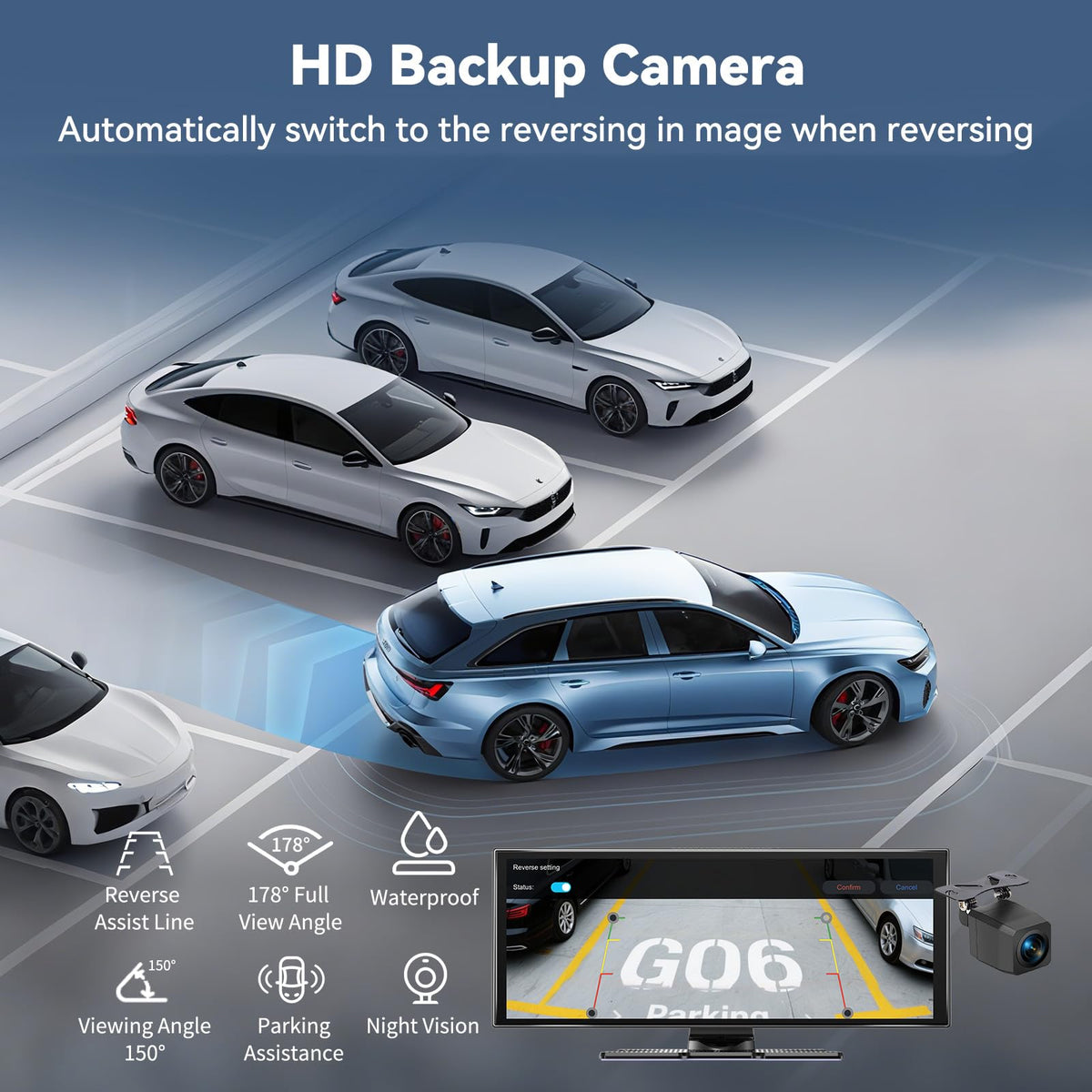 JoycePure rearview mode activates during reversing for safer parking.