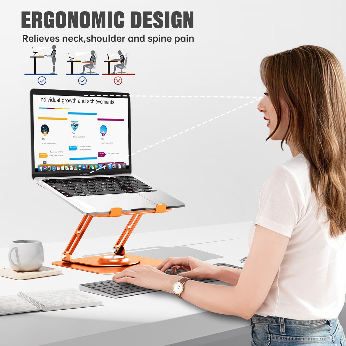 JOYEKY on a tidy home desk with laptop, improves ergonomics and workspace