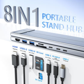 JOYHIAS close-up of HDMI, USB 3.0, USB-C and SD/TF ports enabling fast transfers