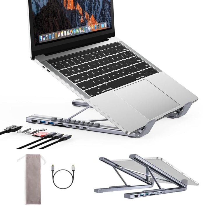 JOYHIAS front view of docking stand showing ports and stable support for better desk organization