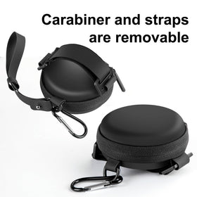 JOYJOM case clipped to backpack carabiner for hands-free convenience