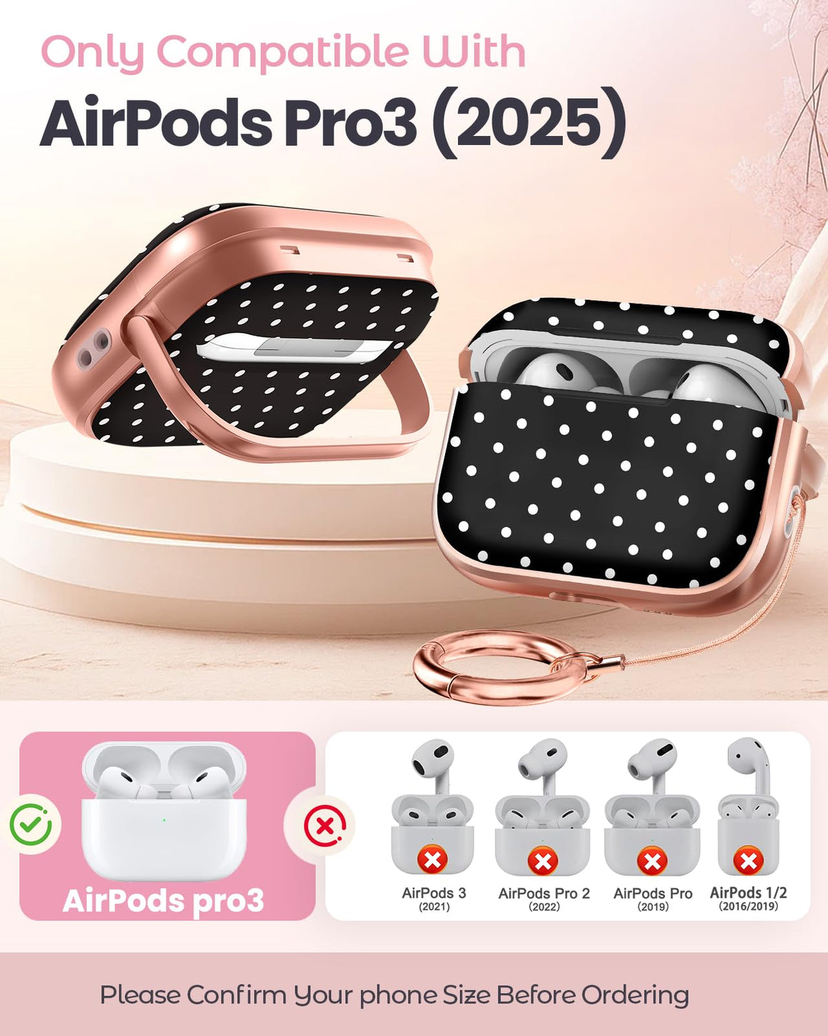 Joyleop AirPods Pro 3 case with stand and lock provides stable hands-free use.