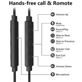 Joymiso USB Earbuds 6.5 ft cord for desk to chair reach