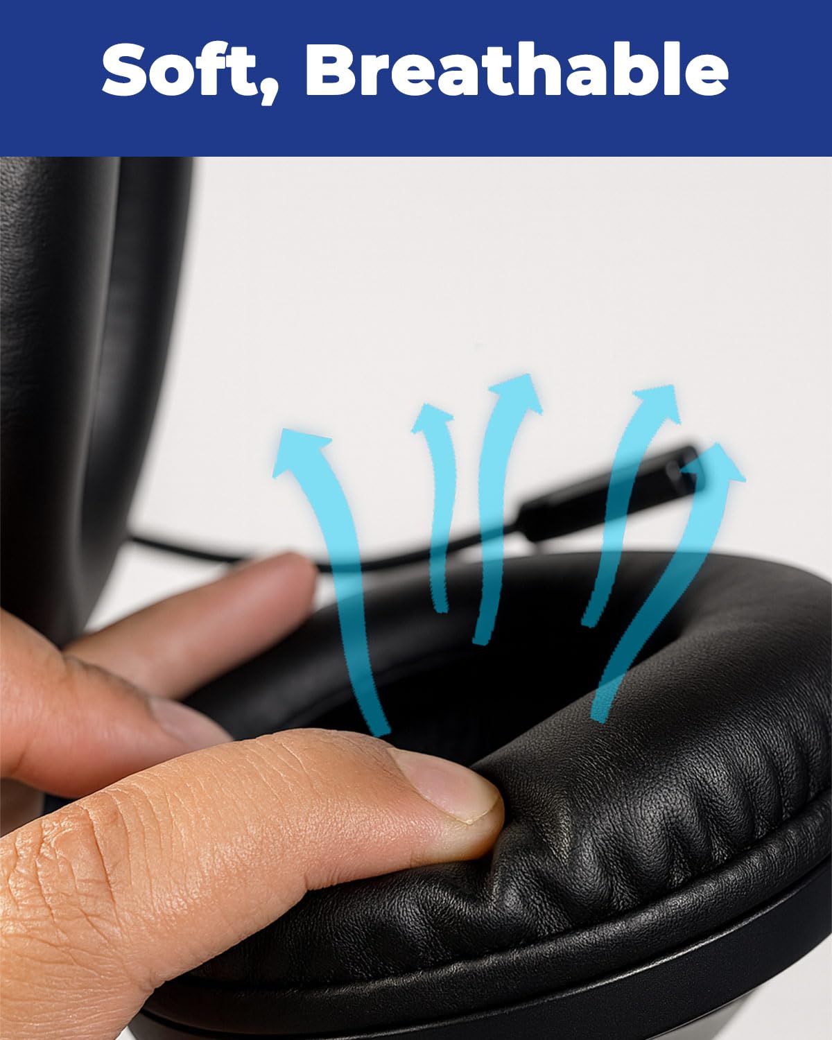 Joyqua headset with boom microphone captures clear voice during online meetings.