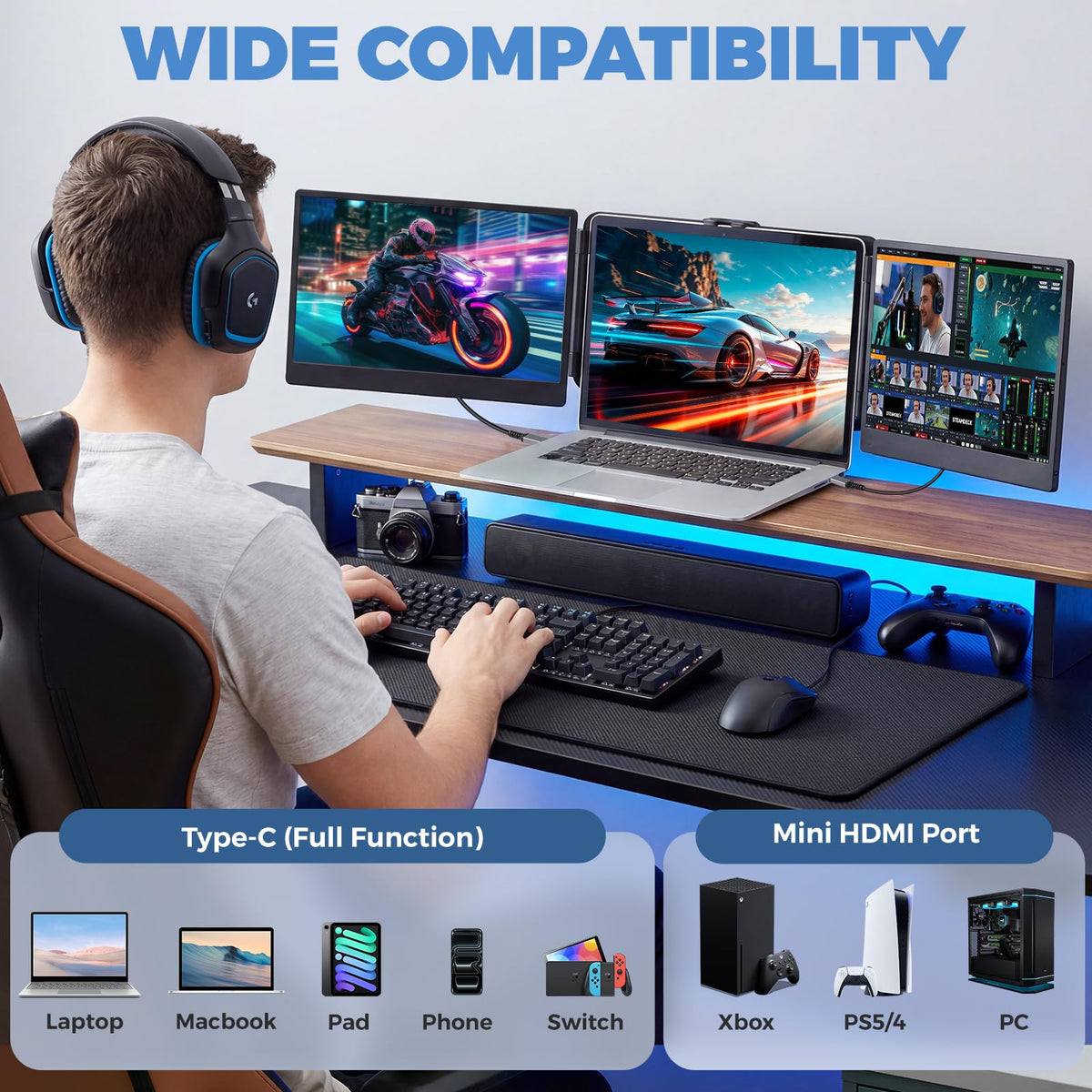 JoyReal adjustable stand and 180-degree tilt optimize viewing angles
