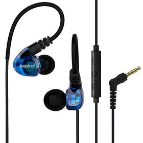 Joysico wired earbuds in blue design with a compact fit for kids and petite ears.