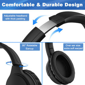 Joysico over-ear comfort headphones with rotatable earcups for extended wear