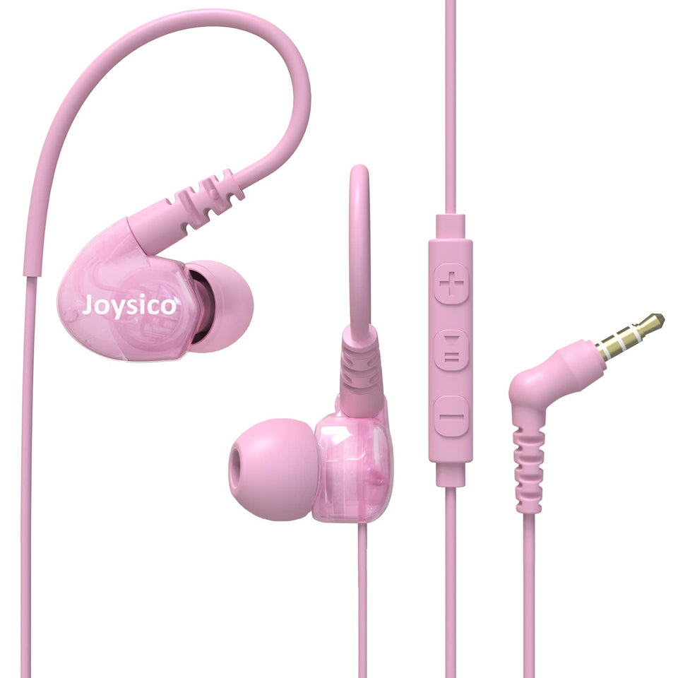 Joysico pink wrap-around earbud securely fits for running