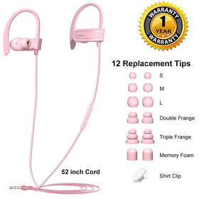Joysico earbuds beside smartphone for scale showing compact portability benefit