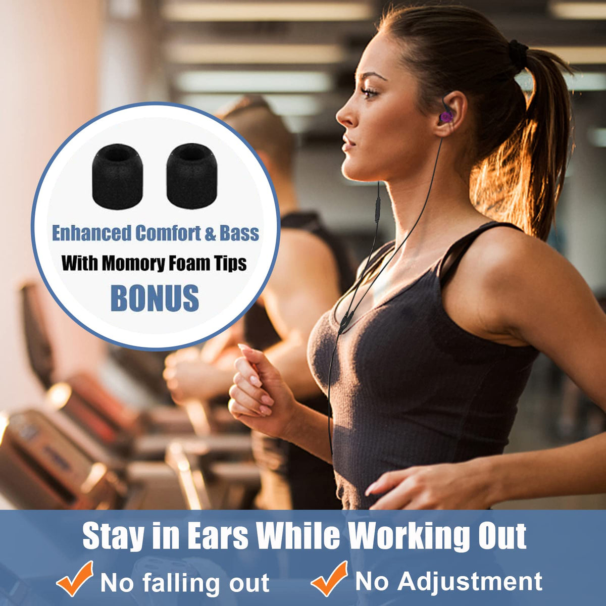 Joysico sport headphones memory-foam-tips enhance comfort and isolation