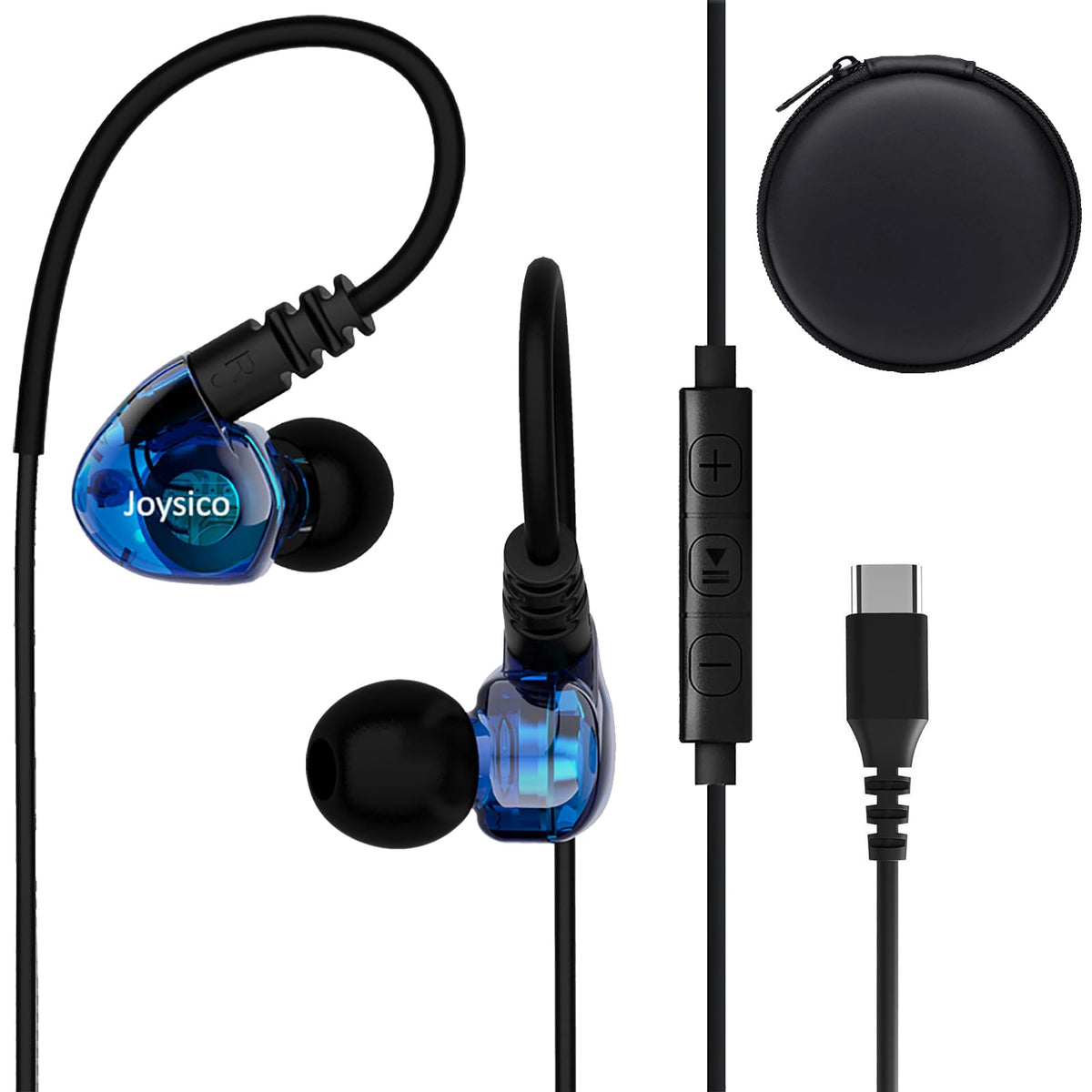Joysico USB-C headphones with in-ear design offer secure fit during workouts.
