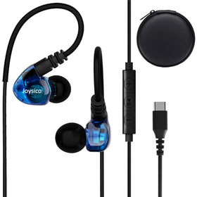 Joysico USB-C headphones with in-ear design offer secure fit during workouts.