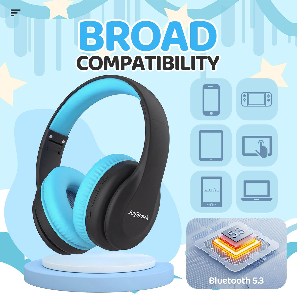 JoySpark connected via 3.5mm wired jack for uninterrupted audio playback