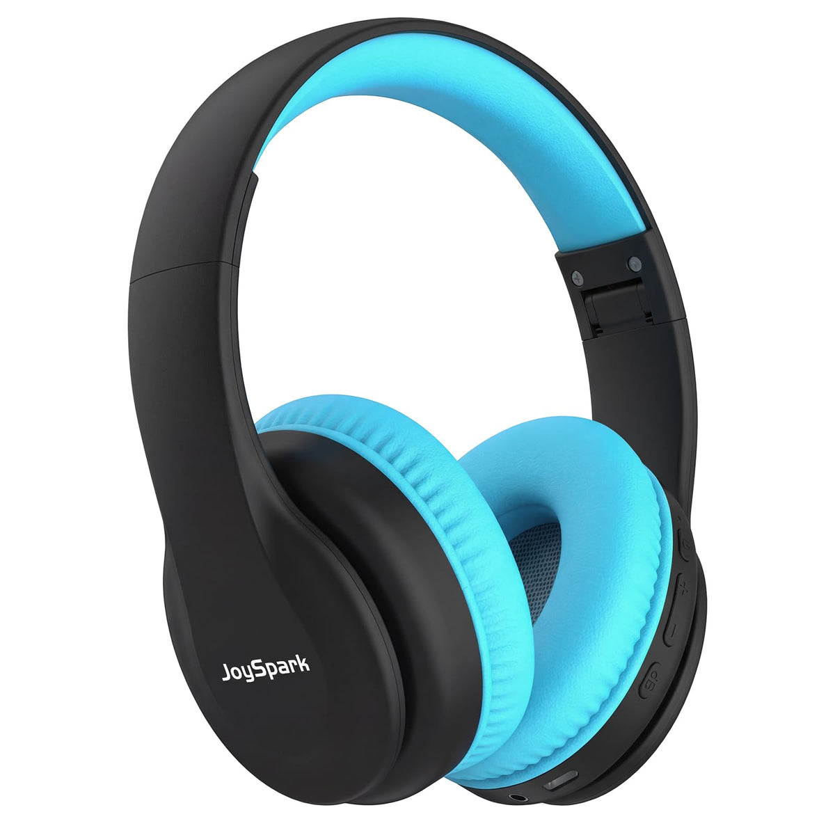 JoySpark front view in black-blue showing compact kid-friendly design and fit